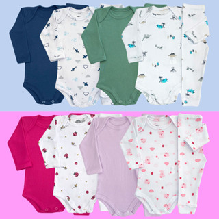 Kit 4 Conjuntos Bebê 8 Peças Body + Calça (2 Lisos e 2 Estampados) Pagão Canelado Longo 100% Algodão em Oferta na Shopee