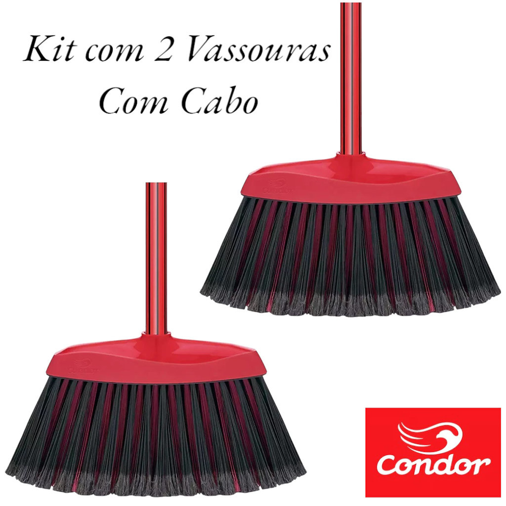 Kit 2 VASSOURA Condor Madri COM CABO - Cabo 1,2 Metros Metálico Com Pendurador em Oferta na Shopee