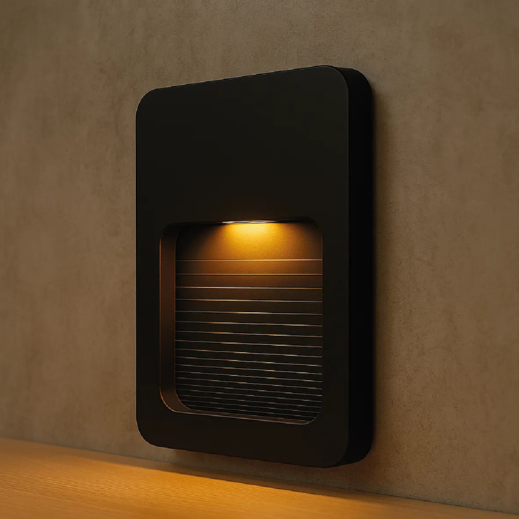 Balizador de Parede LED 2W Branco Quente Bivolt IP65 – Preto