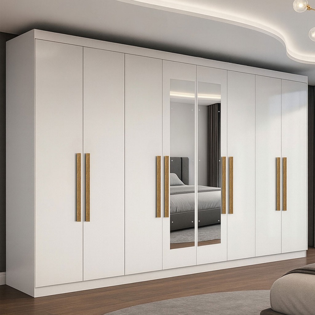 Guarda-Roupa Casal German 8 Portas 4 Gavetas com Espelho - Maxel em Oferta na Shopee