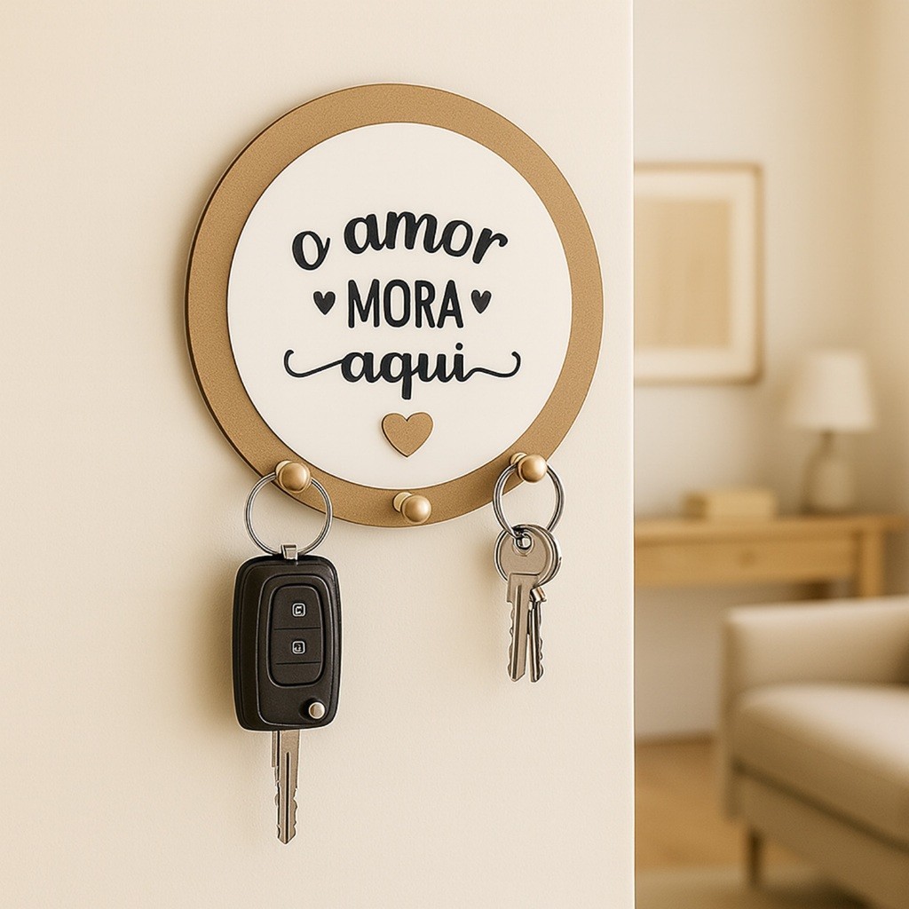 Porta Chaves com Frase O Amor Mora Aqui Decoração para Recepção Sala em Oferta na Shopee