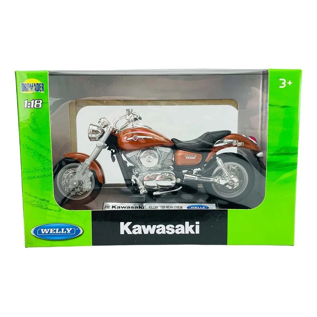 Miniatura Moto Kawasaki Vulcan 1500 Mean Streak Welly 1/18 Marrom em Oferta na Shopee