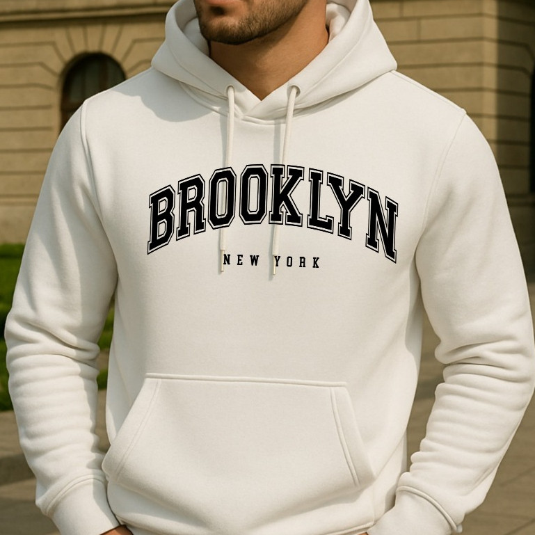 Moletom BROOKLYN Casaco Blusa De Frio PREMIUM Bolso Capuz Moleton Canguru Casual Algodão Unissex