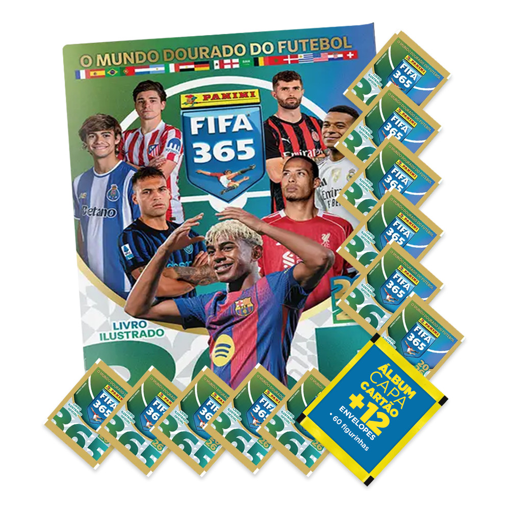 FIFA 365 2026 - Álbum Capa Cartão + 12 envelopes (60 Figurinhas) - Novo em Oferta na Shopee