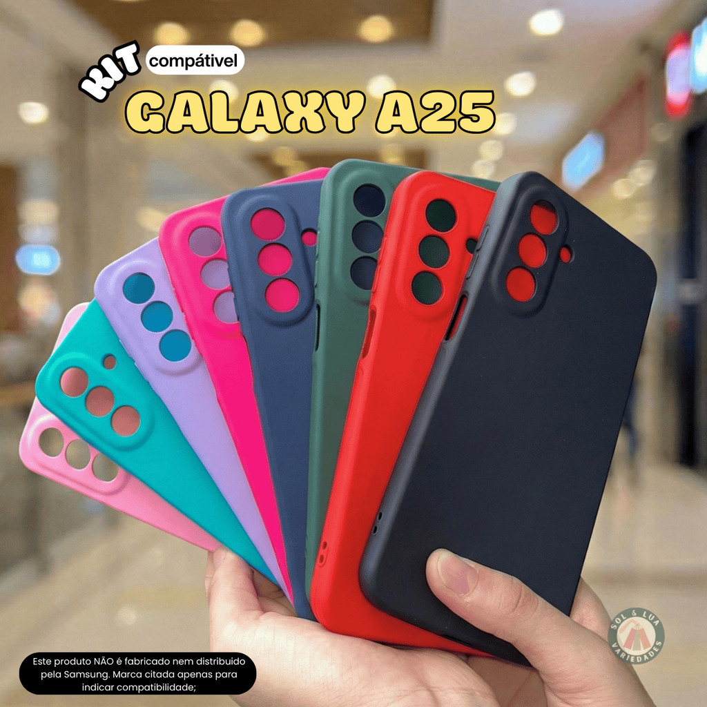 Kit Capa Capinha compatível com Galaxy A25 + Película 3D Cerâmica Privacidade Câ