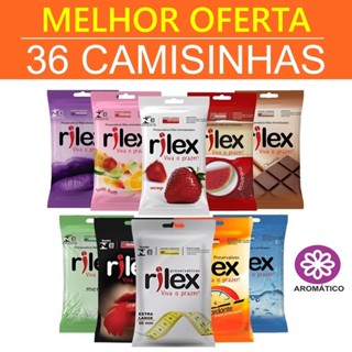 KIT C/ 36 Camisinhas Rilex Aromas Variados - 12 PACOTES C/ 3 Preservativos Cada SEX SHOP em Oferta na Shopee