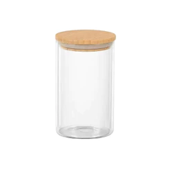 Porta Mantimento Vidro Com Tampa Empilhavel Bambu 1L Dynasty