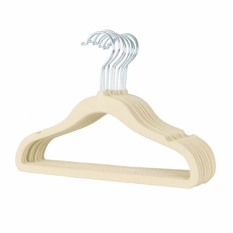 Cabide de Veludo Infantil Bege 30 cm - 10 pecas