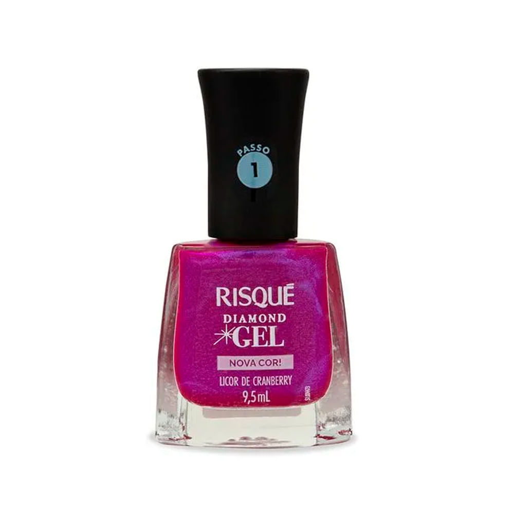 Esmalte Risqué Diamond Gel Cor Licor de Cranberry Metálico 9,5ml em Oferta na Shopee