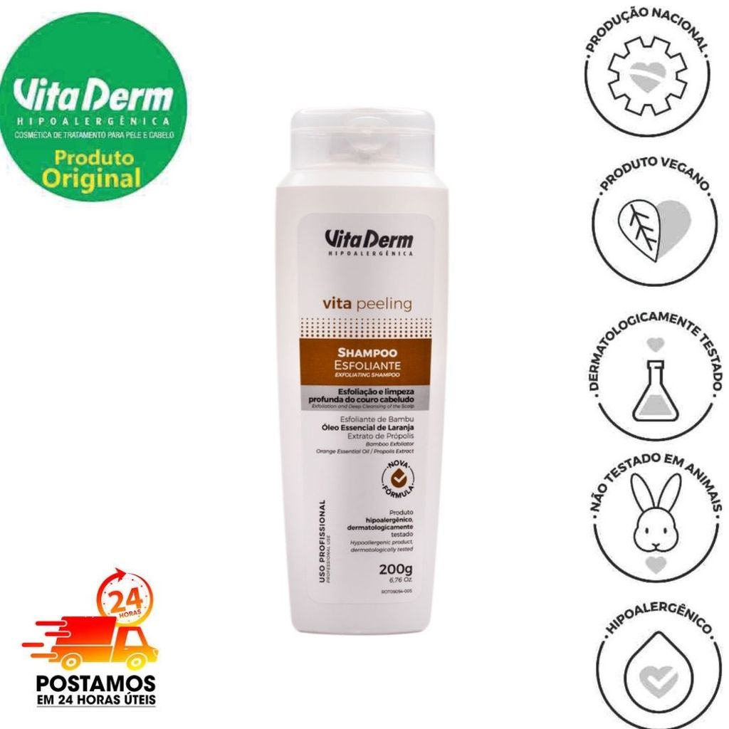 SHAMPOO ESFOLIANTE VITA PEELING 200G - VITA DERM