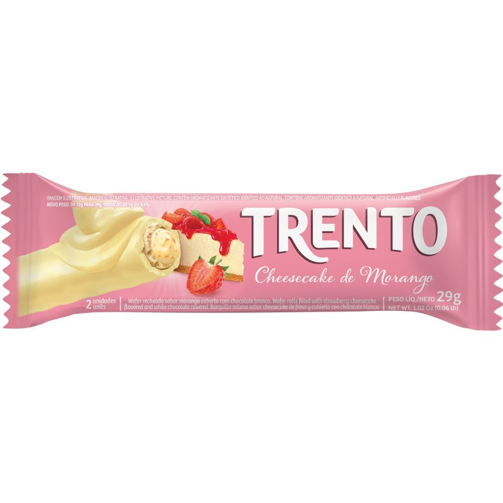 Chocolate Wafer Trento Sabor Cheesecake de Morango 29g