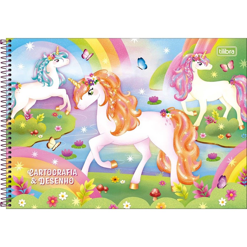 Caderno Desenho Unicornio Blink Cartografia Espiral 80fls Capa Dura