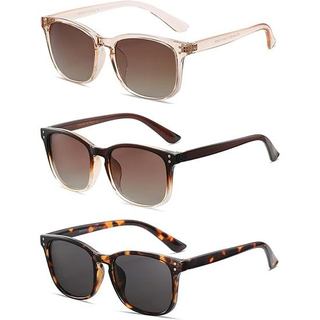 Óculos De Sol Polarizados Para Mulheres Clássico Retrô Estilo Moderno Proteção UV 400 (Pacote Com 3)