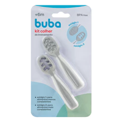 Kit 2 Colheres de Treinamento Autoalimentação 6m+ Buba Cinza
