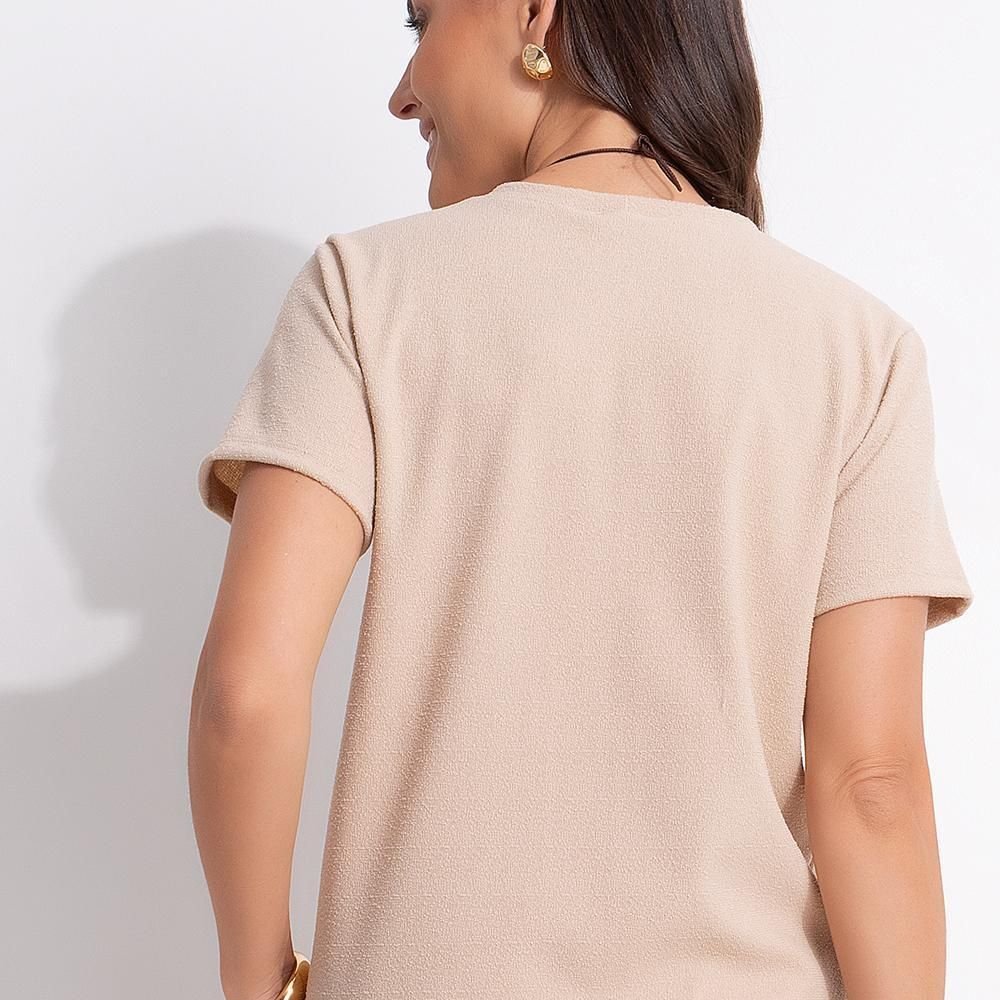 Blusa Em Malha Tweed Bege Quintess — imagem 2 de 2