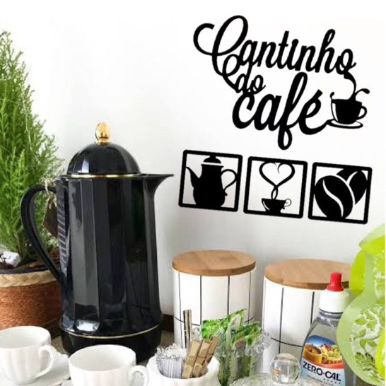 Cantinho Do Café Quadro decorativo Vazado Kit Kits 4 Peças MDF 3mm