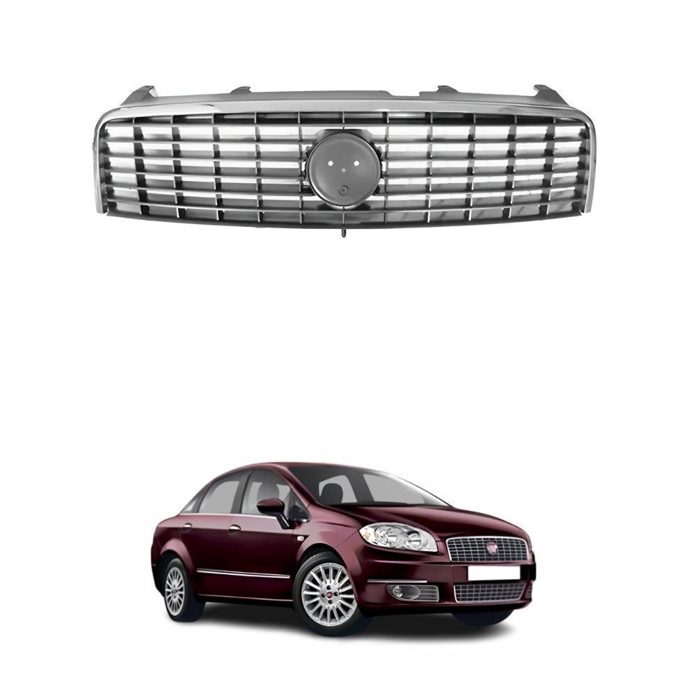 Grade Radiador Fiat Linea 2009 Até 2013 Cinza Com Friso Cromado