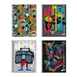 Caderno espiral capa dura universitário 1x1 80 folhas Spice Masculino Tilibra