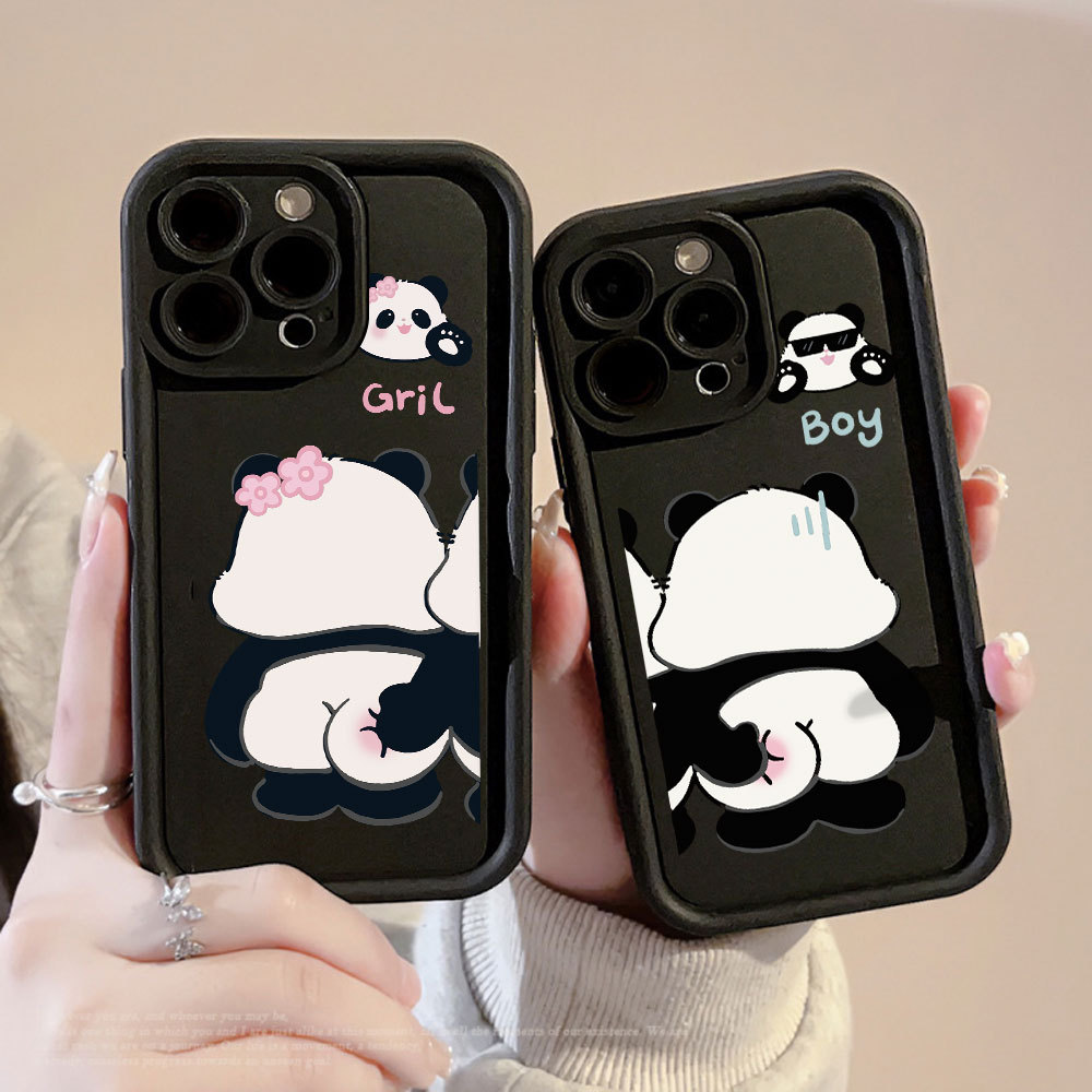 Capa Para Samsung A17 A07 A56 A36 A55 A54 A16 A15 A14 A05S A51 A52 A34 A35 A32 A13 Casal Engraçado Pandas 3D Caso