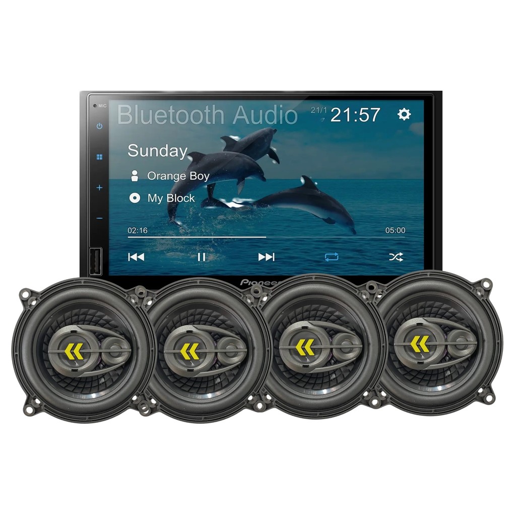 Multimidia Pioneer Golfinho Dmh 145BR Bluetooth C/ 4 Alto Falante Bravox Revo5 140 Wrms