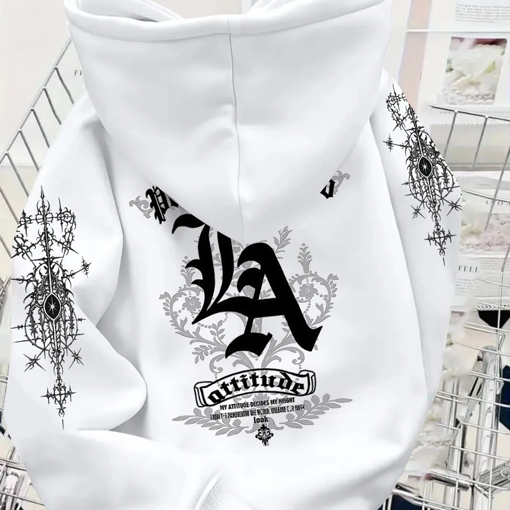 Moletom Canguru Masculino Com Estampa La Letras Estilosas Street E Estampas na Manga — imagem 1