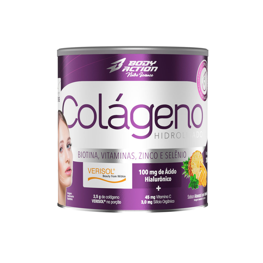 Colágeno Verisol com Ácido Hialurônico 200g Peptídeos Bioativos Bodyaction