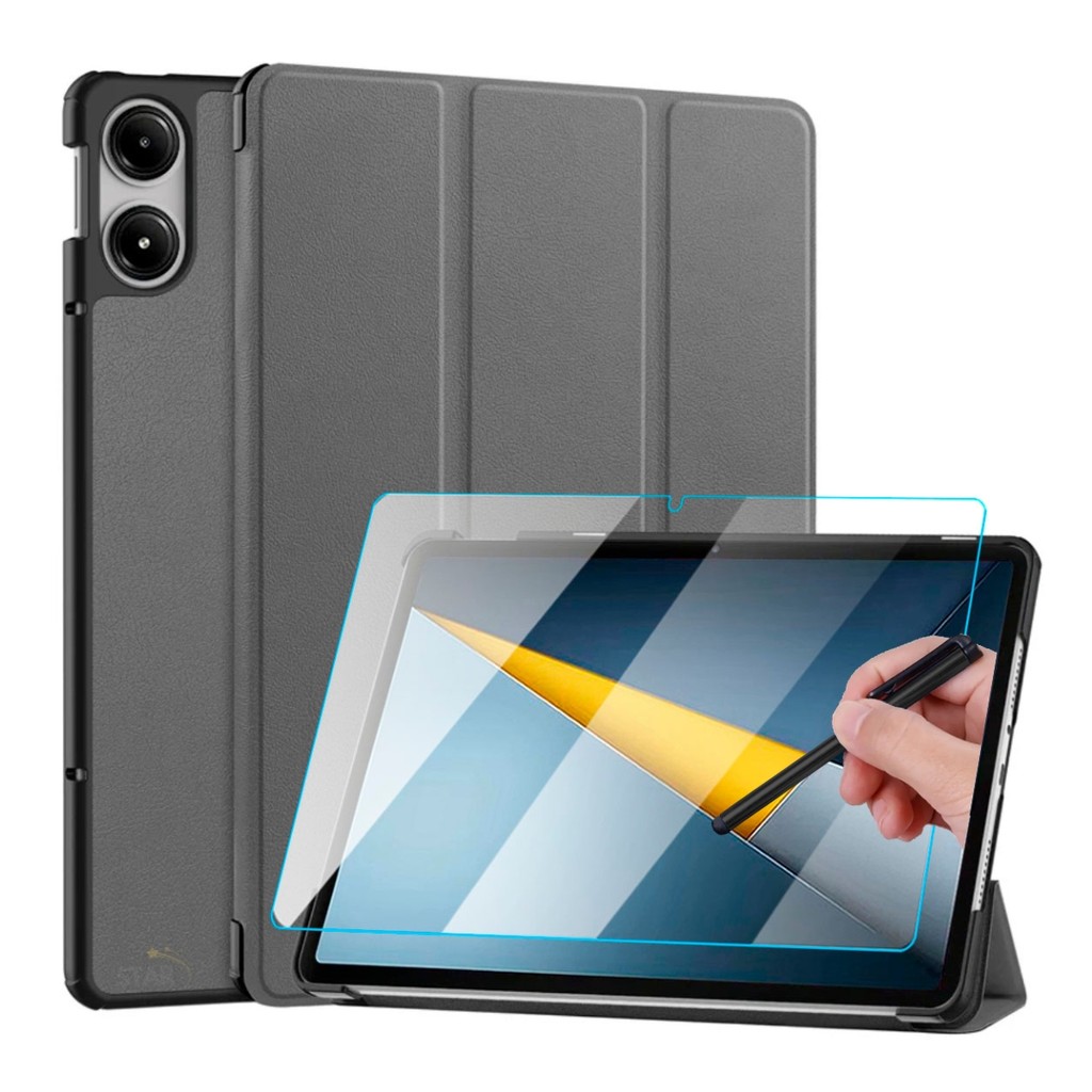 Capa Couro Sintético Para Tablet Poco Pad M1 12.1 + Película + Caneta
