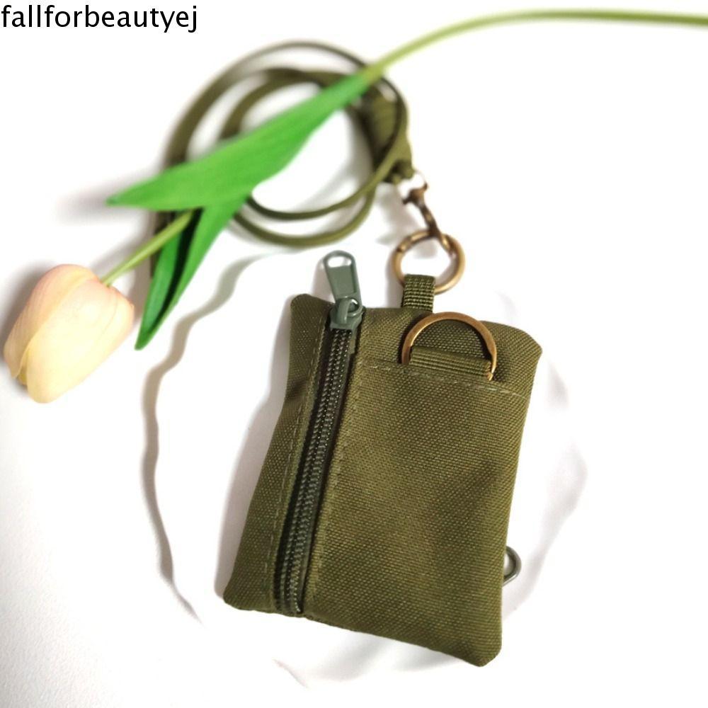 FALLFORBEAUTYEJ Bolsa De Moedas Pendurada No Pescoço , Mini Carteira De Tecido Oxford Com Zíper Quadrado , Cordão