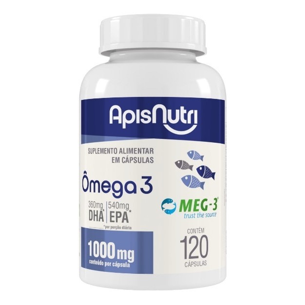 Omega 3 1000mg Apisnutri 120 Capsulas Oleo de Peixe EPA DHA