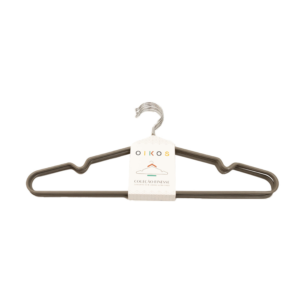 conjunto de cabides ultrafinos de metal revestido 6 pcs - oikos