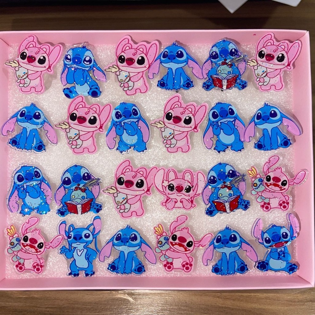 1 Anel Led Infantil Ajustavel com Luzes Piscantes Stitch e Angel