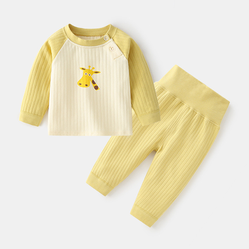 Conjunto de roupa íntima para bebê masculino feminino bebê puro algodão estampado fivela de ombro de duas peças crianças