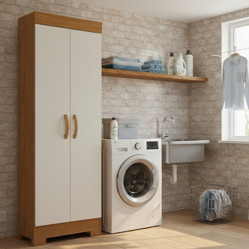 Armário Multiuso Atualle Uruguay 2 Portas Nogueira Off White em Oferta na Shopee