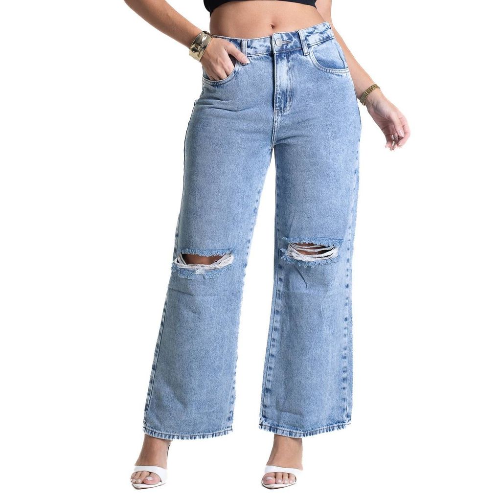 Calça Jeans Sawary Wide Leg Cropped - 282429