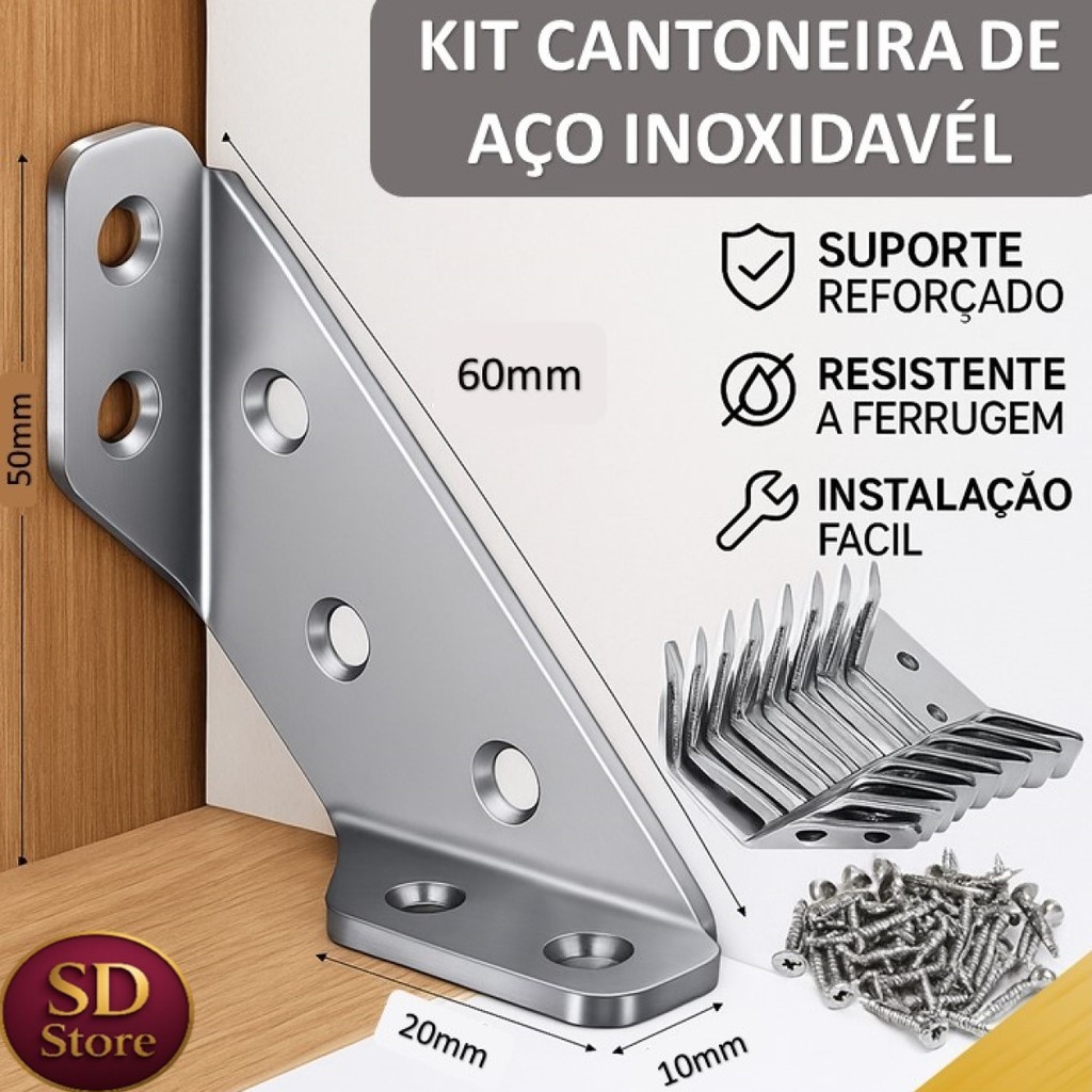 Conector de Canto Aço Cantoneira Inoxidável Junção de Canto Móveis de Madeira Universal Suporte