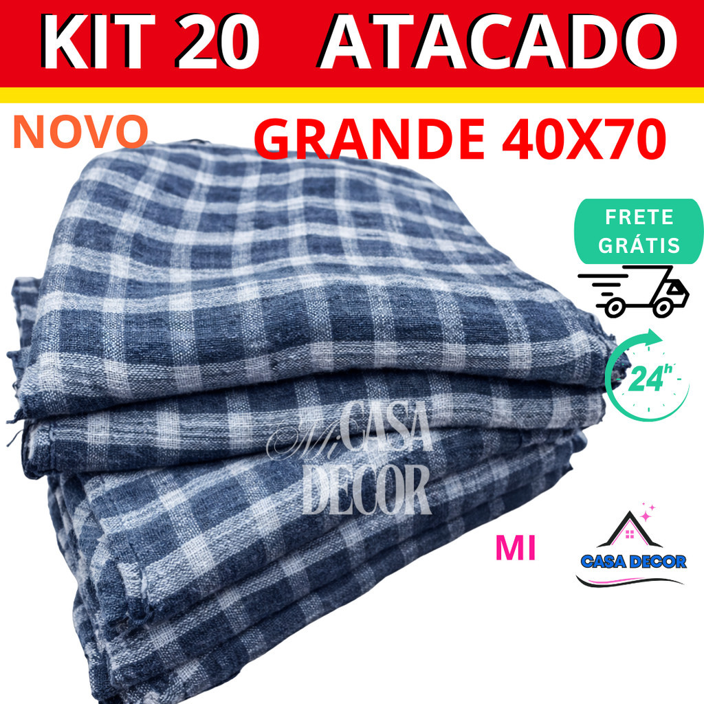 kit 20 Panos de Chão Xadrez 40x70 Grande saco Duplo  Limpeza Geral Atacado em Oferta na Shopee
