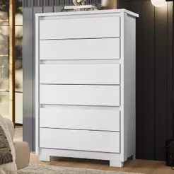 Cômoda Quarto 79cm 6 Gavetas Ayron Branco A02 - Mpozenato