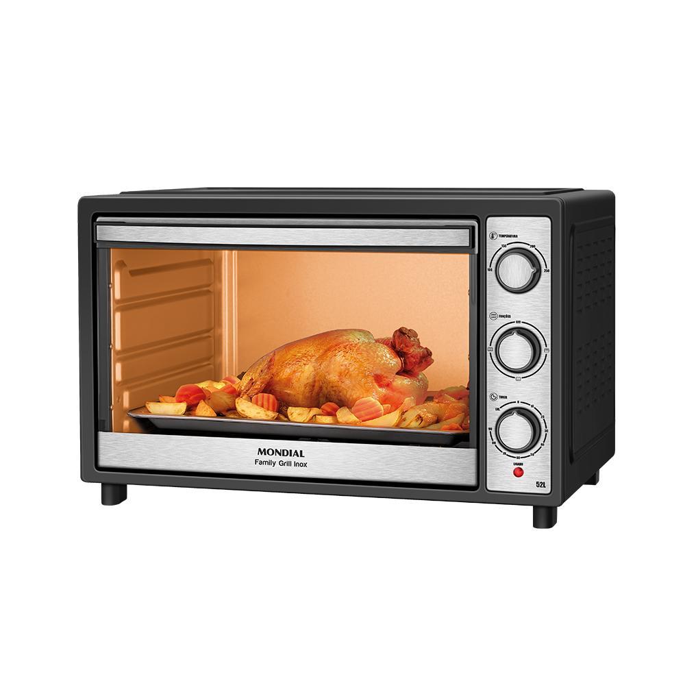 Forno Elétrico 52L Family Grill Inox Mondial Preto/Inox 1800W - FRN-52-BI em Oferta na Shopee
