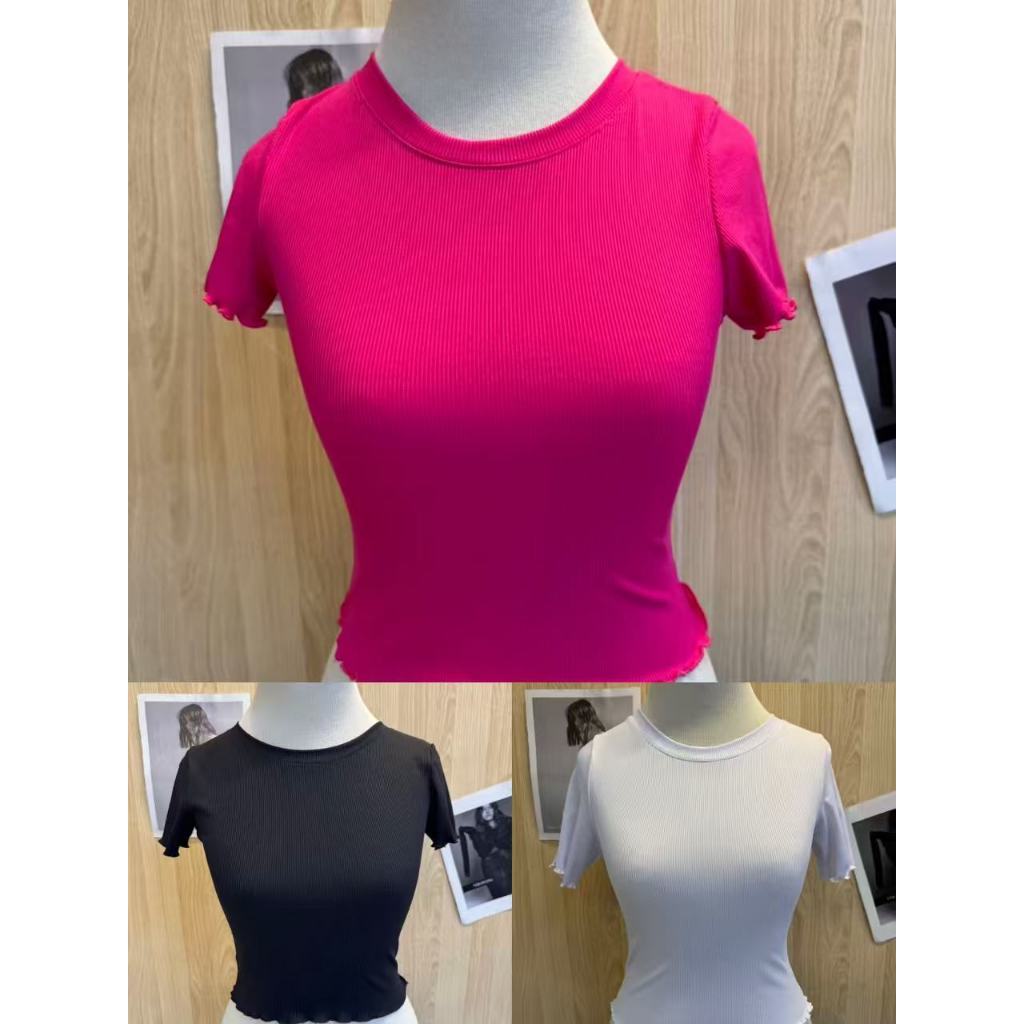 Kit 3 Cropped Canelado Blusa Feminina Blogueirinha Com Manga Tecido Ribana canelado