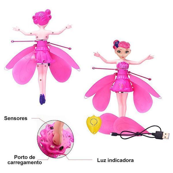 Boneca Frozen Elsa Voadora Com Luz Voa Na Mão Por Sensor — imagem 2 de 2