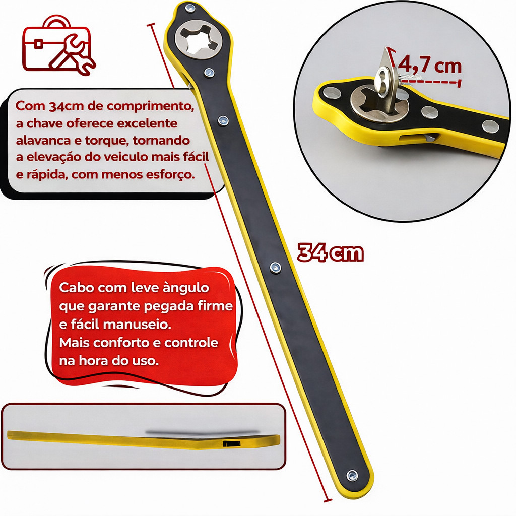 Chave Catraca para Macaco Sanfona de Carro Jack Universal Automotivo Portátil Mecânico