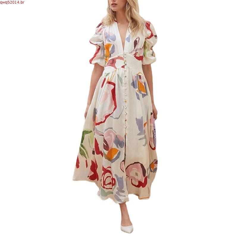 Vestido De Praia Feminino m-Fit Com Estampa De Chiffon Vestidos vestido feminino