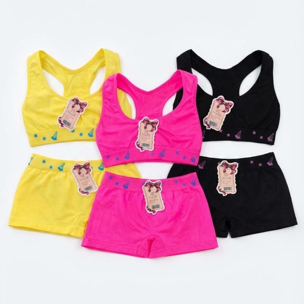 Conjunto Infantil Top e Calcinha Short Sem Costura Poliamida Conforto Menina