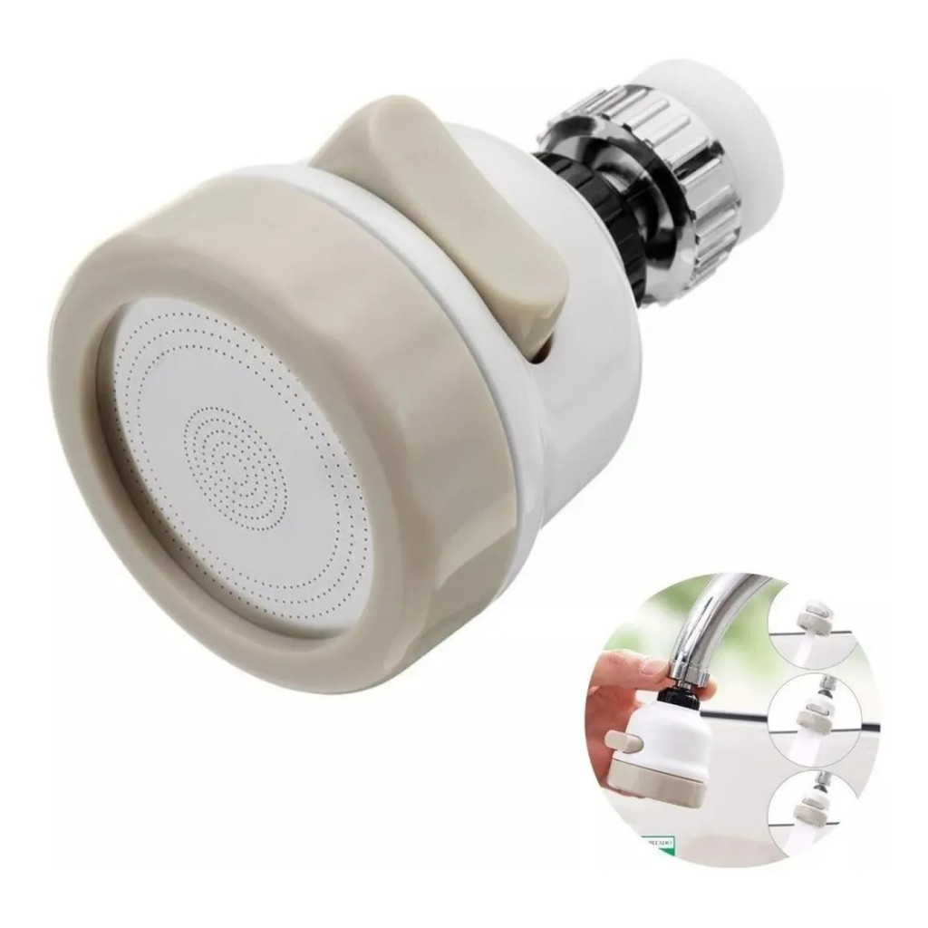 Adaptador Bico De Torneira Gourmet Difusor Arejador 360º 3 Jatos Alta Pressão Para Pia De Cozinha Economizador De Água