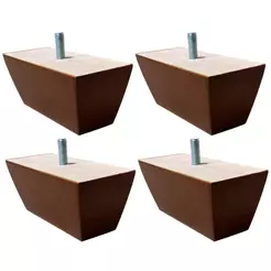 Kit 4 Pés de Madeira Retangular para Sofá Largura 12cm - Profundidade e Altura 5cm - Mozzelar