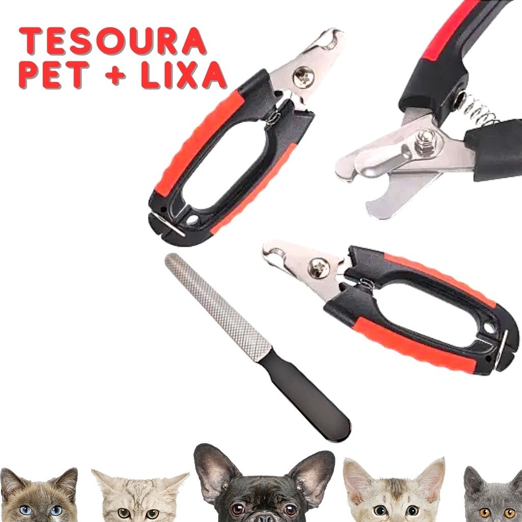 Tesoura + Lixa Para Cachorro e Gato Profissional e Prático Para Seu Amigo - UTILIMIX