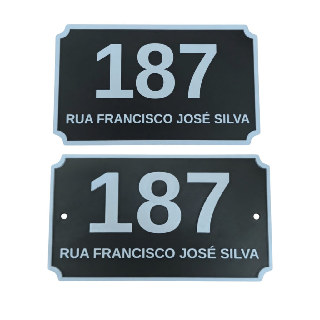 Placa Residencial Personalizada com Número + Nome da Rua 22x13 Cm
