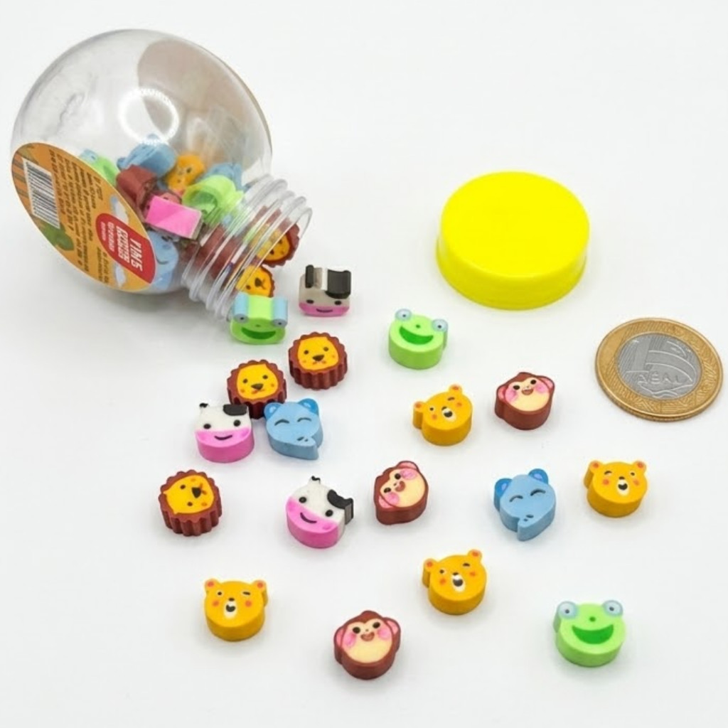 Kit 36 Mini Borrachinhas Bichinhos Fofos Para Brindes e Recompensas Infantil
