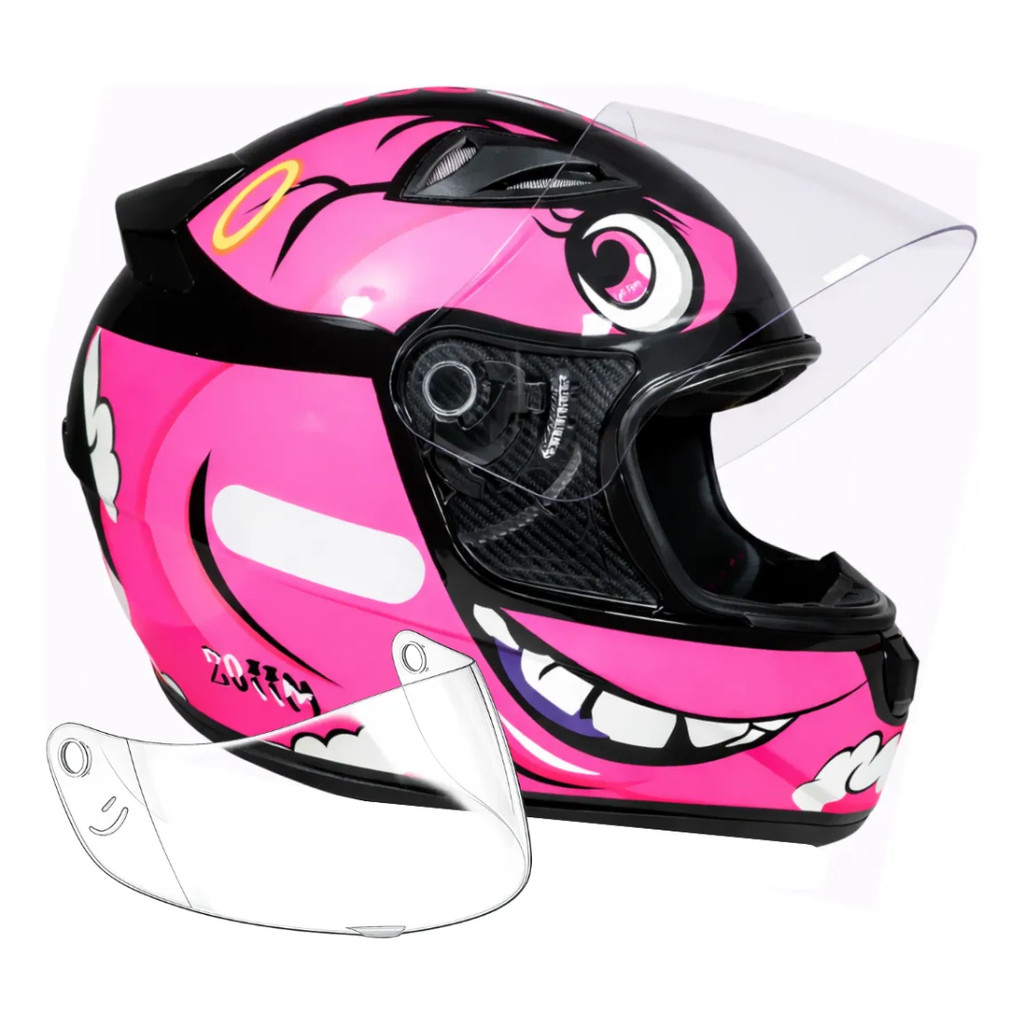 Capacete Ebf Spark Zoiim Rosa e Roxo Mais Viseira Cristal