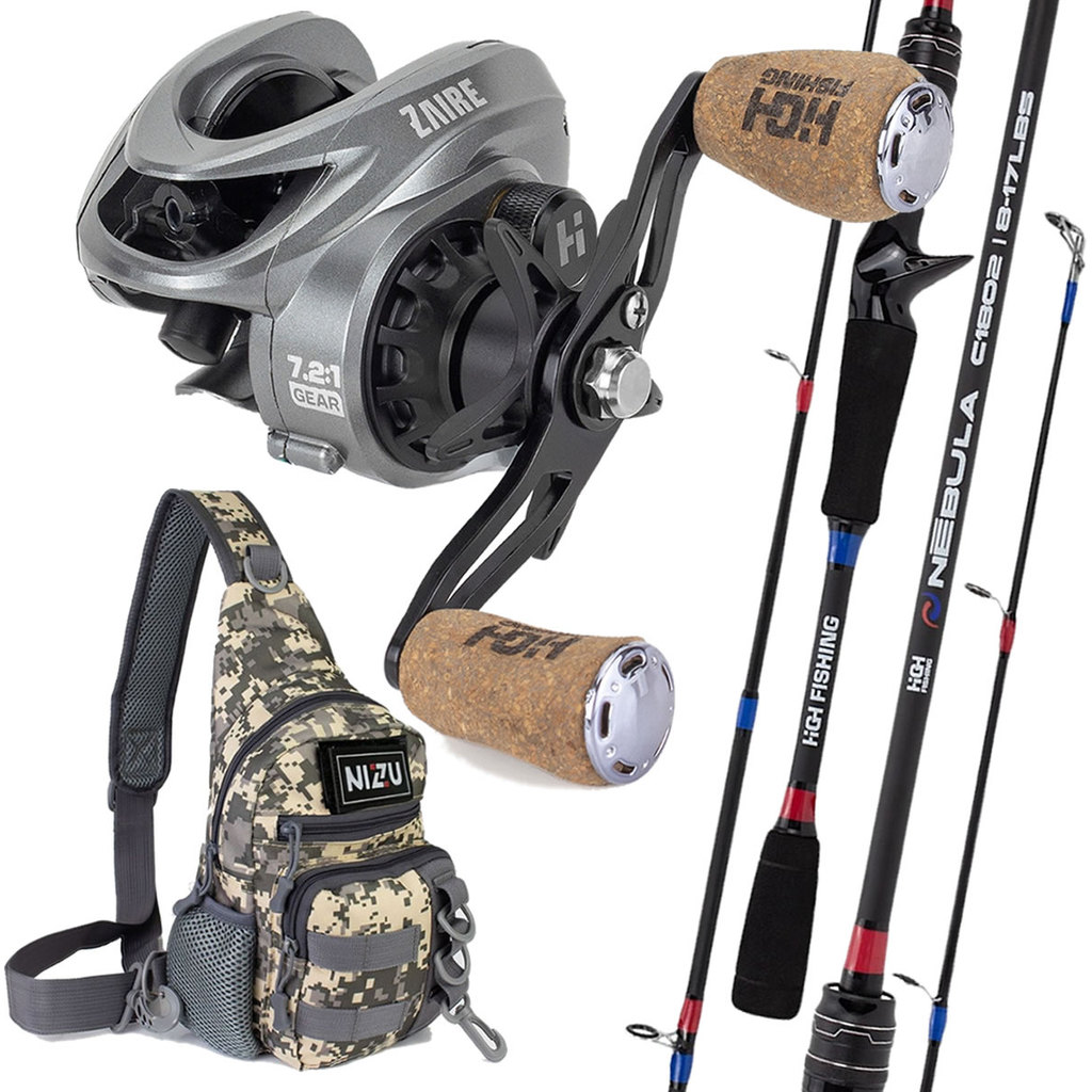 Kit Pesca Carretilha Zaire Makis Pochete Nizzu Vara 1,80mts